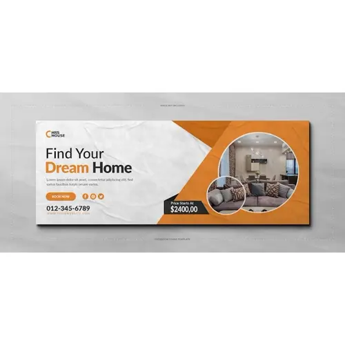 Real estate home for sale facebook cover banner template