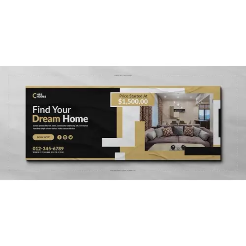 Real estate home for sale facebook cover banner template