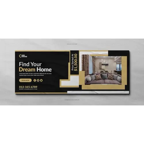 Real estate home for sale facebook cover banner template