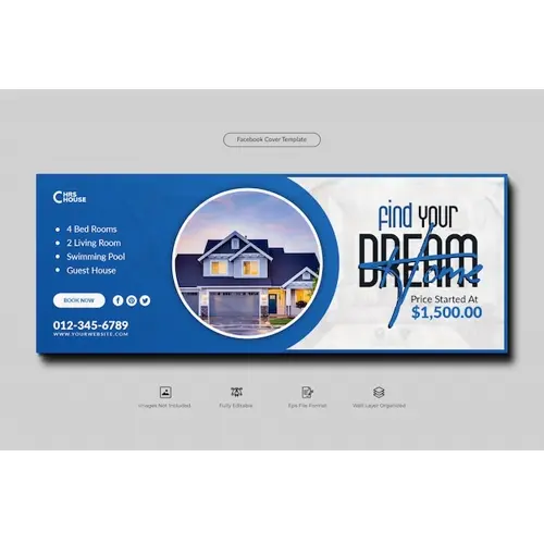 Real estate home for sale facebook cover template