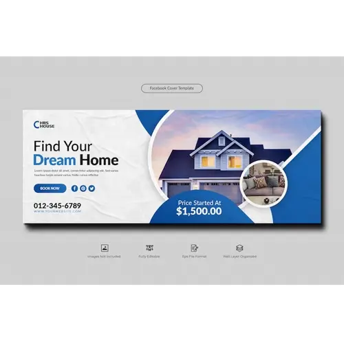 Real estate home for sale facebook cover template