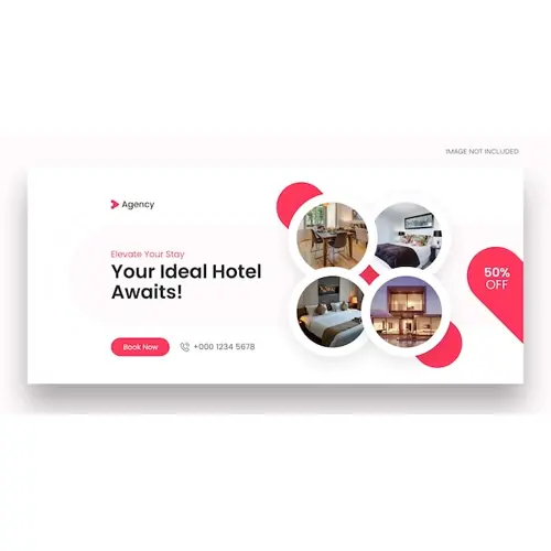 Real estate and hotel booking web banner or social media facebook cover template