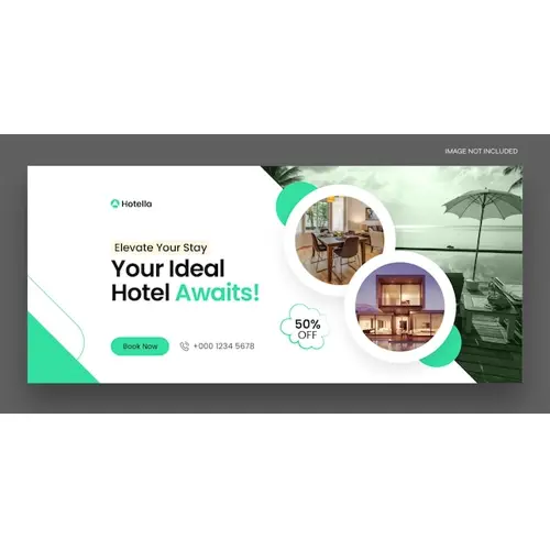 Real estate and hotel booking web banner or social media facebook cover template
