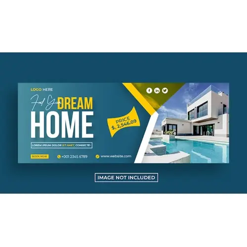 Real estate house facebook cover and banner design template
