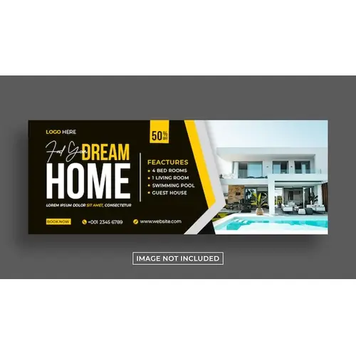 Real estate house facebook cover and banner design template