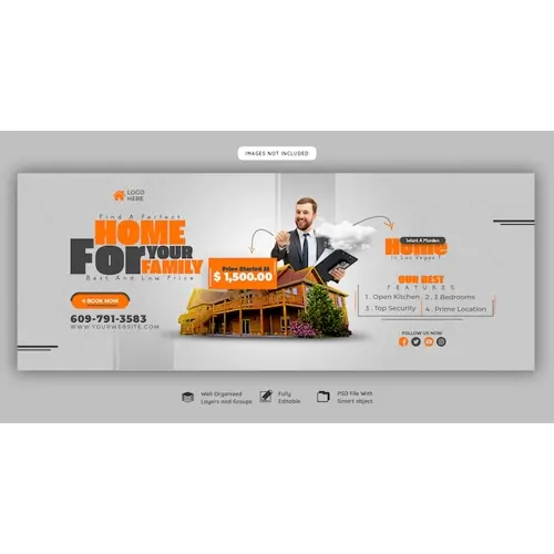 Real estate house property Facebook cover banner template
