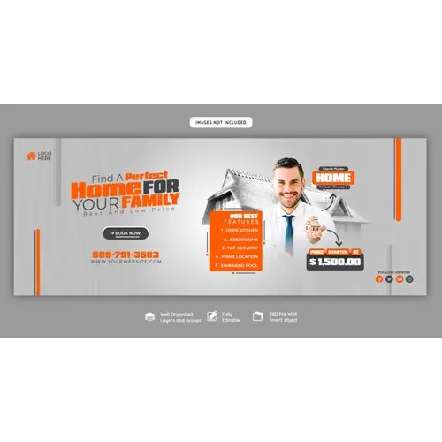Real estate house property Facebook cover banner template