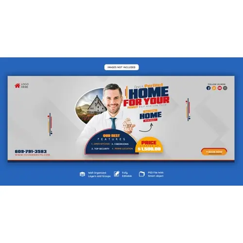 Real estate house property Facebook cover banner template