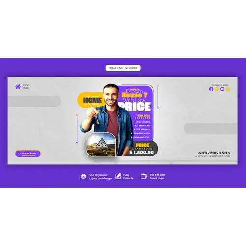 Real estate house property Facebook cover banner template