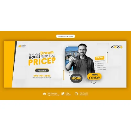 Real estate house property Facebook cover banner template