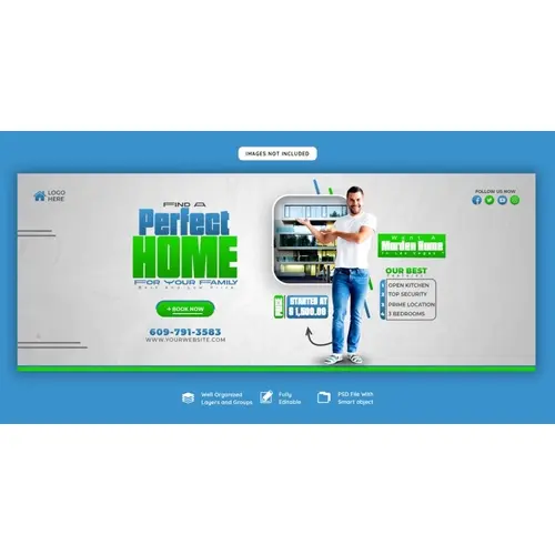 Real estate house property Facebook cover banner template