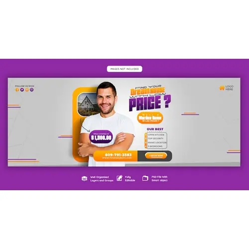 Real estate house property Facebook cover banner template