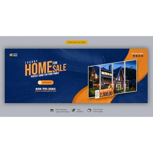 Real estate house property Facebook cover banner template