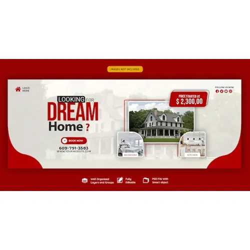 Real estate house property Facebook cover banner template