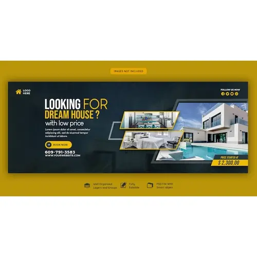 Real estate house property Facebook cover banner template
