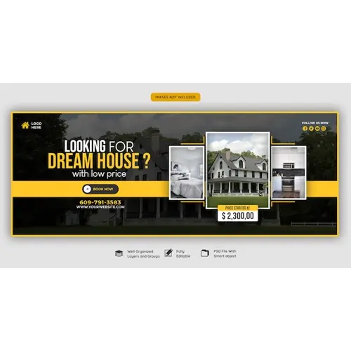 Real estate house property Facebook cover banner template