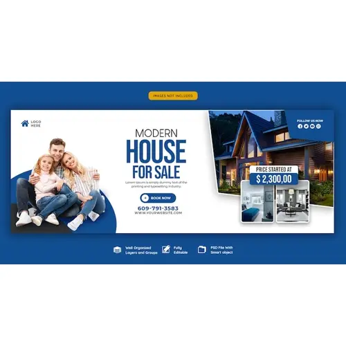 Real estate house property Facebook cover banner template