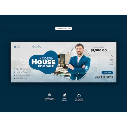 Real estate house property facebook cover banner template