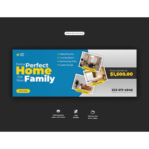 Real estate house property facebook cover banner template