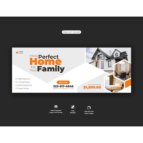 Real estate house property facebook cover banner template