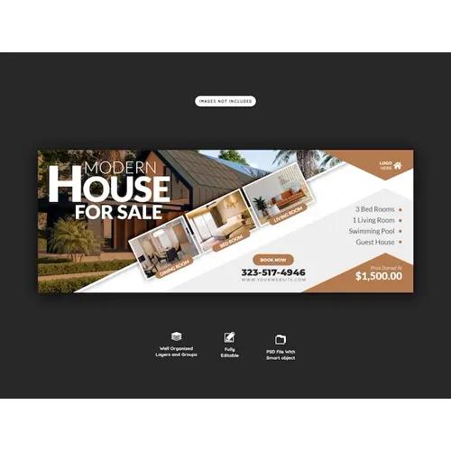 Real estate house property facebook cover banner template