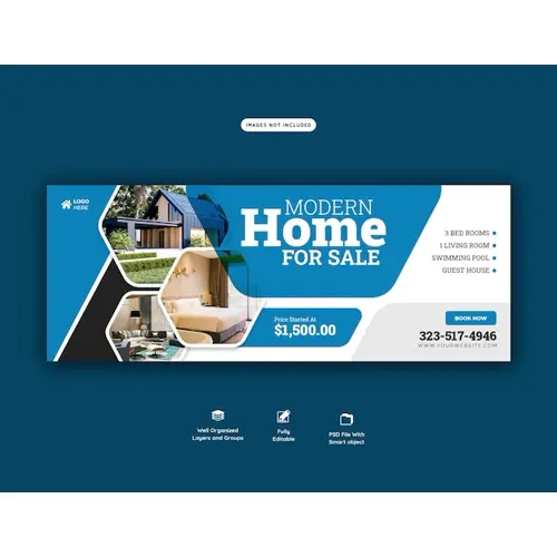 Real estate house property facebook cover banner template