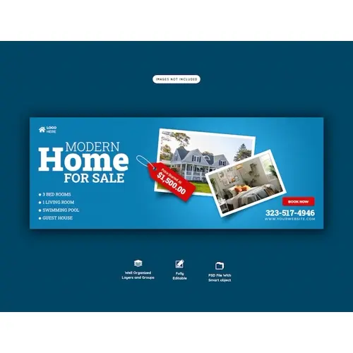 Real estate house property facebook cover banner template