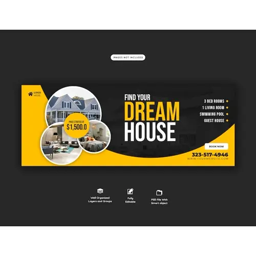 Real estate house property facebook cover banner template