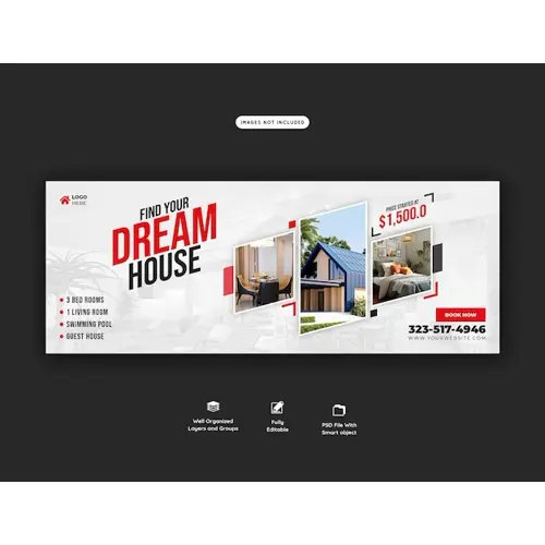 Real estate house property facebook cover banner template