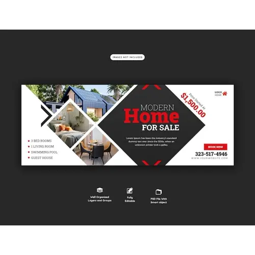 Real estate house property facebook cover banner template