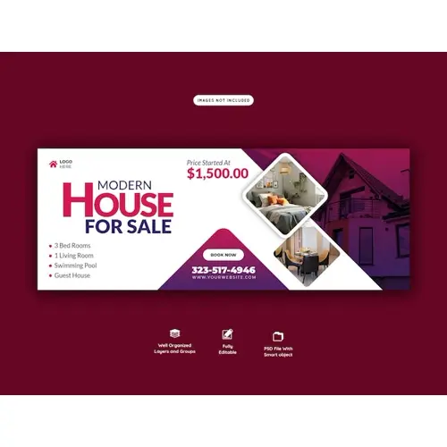 Real estate house property facebook cover banner template