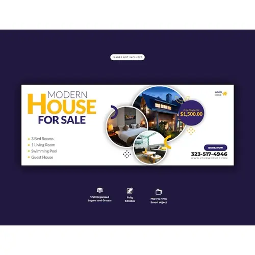 Real estate house property facebook cover banner template