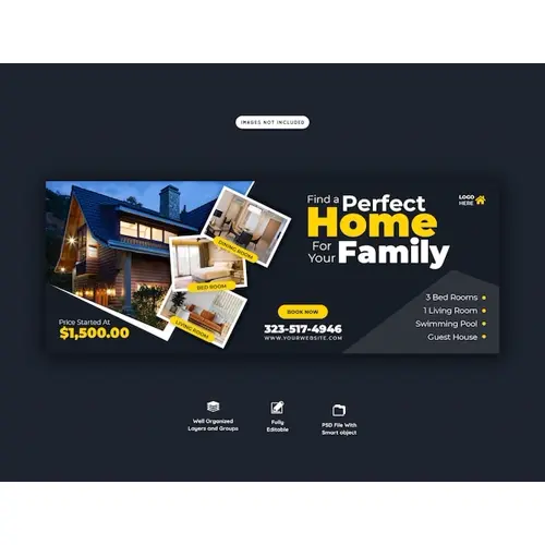 Real estate house property facebook cover banner template