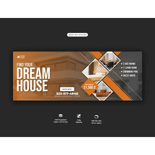 Real estate house property facebook cover banner template