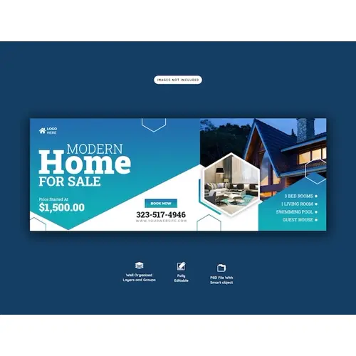 Real estate house property facebook cover banner template