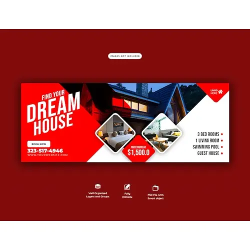 Real estate house property facebook cover banner template