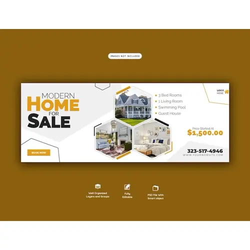 Real estate house property facebook cover banner template