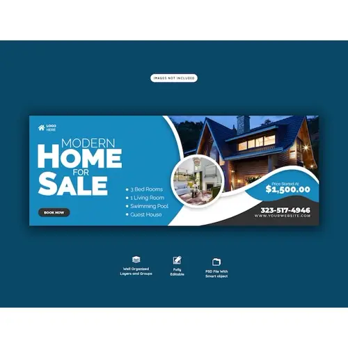 Real estate house property facebook cover banner template