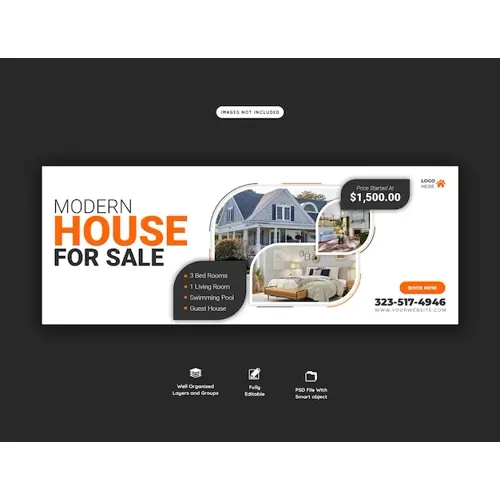Real estate house property facebook cover banner template