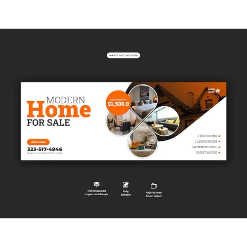 Real estate house property facebook cover banner template