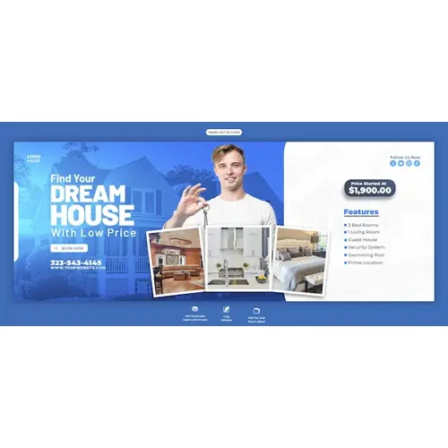 Real estate house property facebook cover banner template