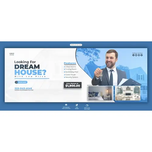 Real estate house property facebook cover banner template