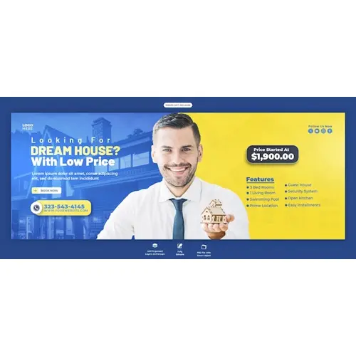 Real estate house property facebook cover banner template