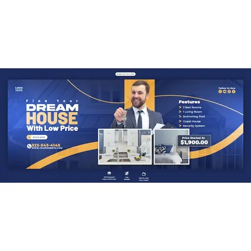 Real estate house property facebook cover banner template
