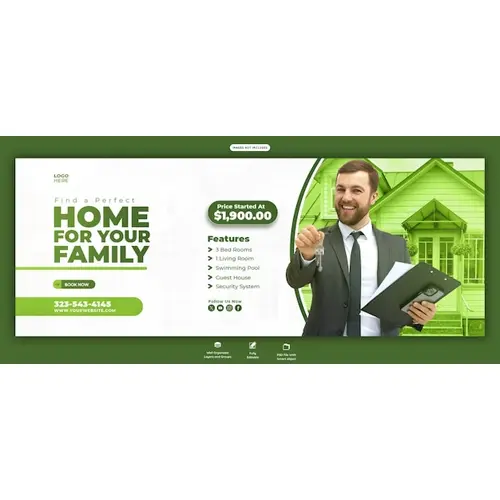 Real estate house property facebook cover banner template
