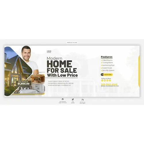 Real estate house property facebook cover banner template