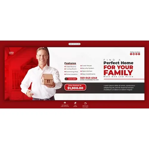 Real estate house property facebook cover banner template