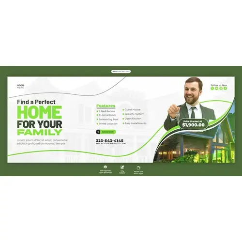 Real estate house property facebook cover banner template