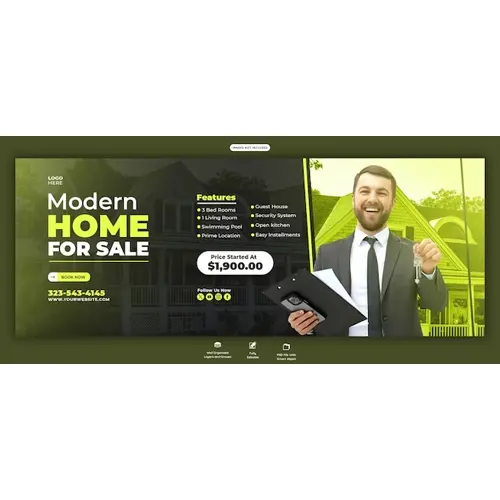 Real estate house property facebook cover banner template