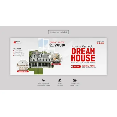 Real estate house property facebook cover banner template